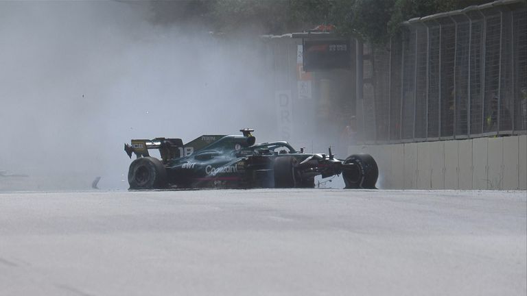 Aston Martin AMR21 Stroll forature GP Azerbaijan
