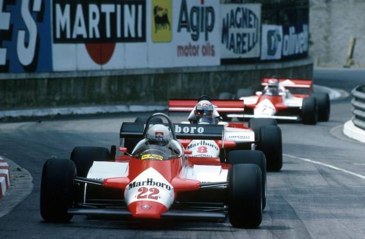 De Cesaris Alfa Romeo 182 Lauda McLaren Ford MP4 1B Watson McLaren Ford Monaco 1982