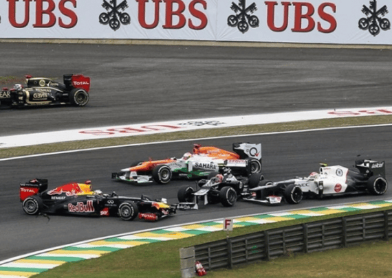 Incidente Vettel salida. GP Brasil 2012