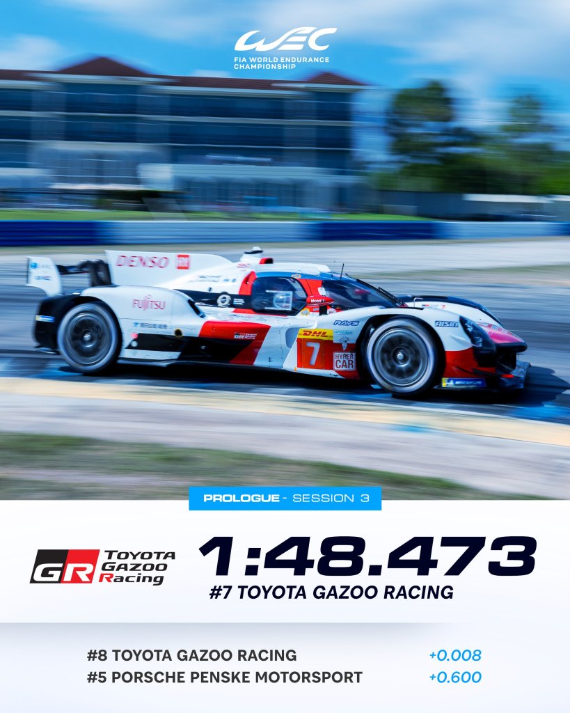 Prosegue il lavoro in vista della 1000 Miglia di Sebring: bene le Toyota, in LMP2 ancora ottimo lavoro per United Autosport.