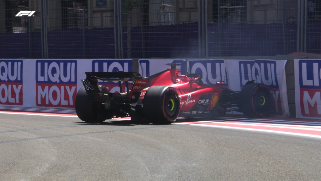 Leclerc incidente Baku GP Azerbaijan 2023 Qualifiche Shootout