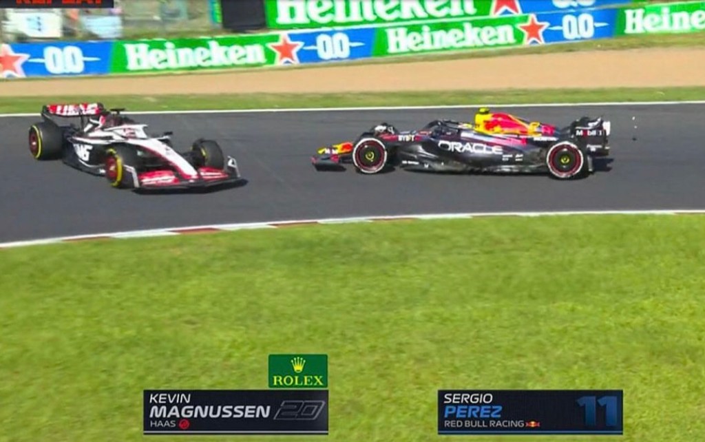 sergio perez scontro con Magnussen al gp di suzuka