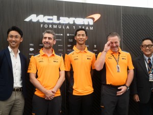 kazuki nakajima toyota gazoo racing andrea stella team principal mclaren ryo hirakawa reserve driver mclaren zak brown ceo mclaren racing akio toyoda chairman toyota