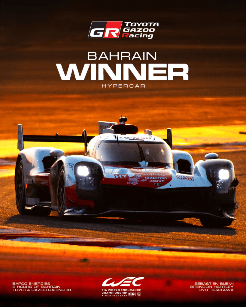 In Bahrain stravince la Toyota #8 che conquista il Titolo Piloti; in LMP2 trionfa WRT mentre le Iron Dames ottengono la prima vittoria nel WEC