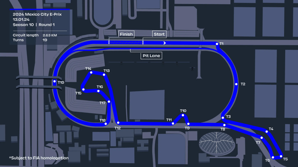 In foto il circuito dell'E-Prix di Città del Messico