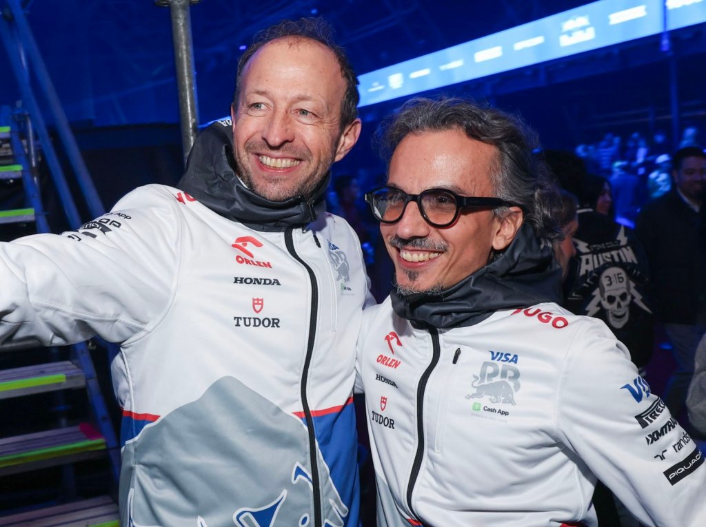 Bayer e Mekies alla presentazione della Visa Cash App RB del 2024