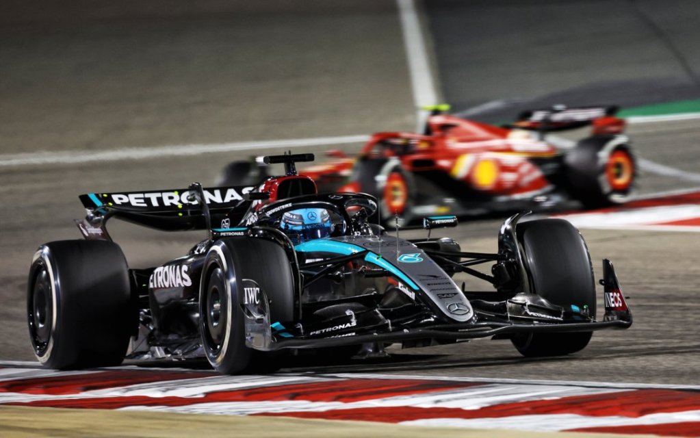 George Russel in Bahrain 2024 con gomme Hard sulla W15