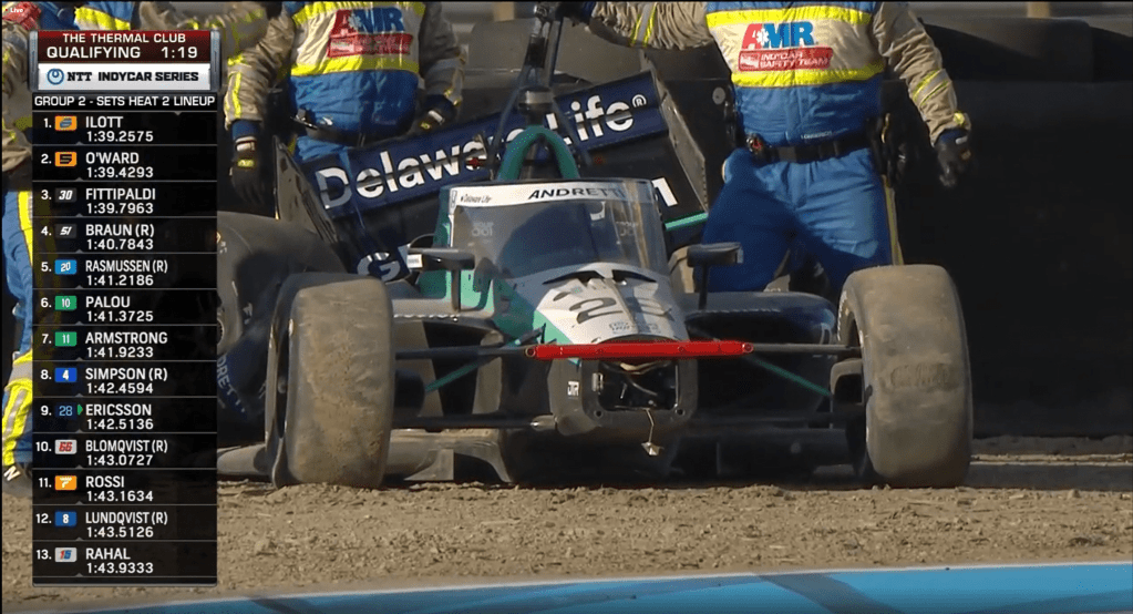 Ericsson crash in quali at Thermal