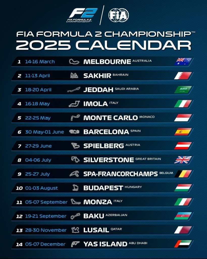 Dopo la F1, anche Formula 2 e Formula 3 hanno presentato i propri calendari per la stagione 2025: scopriamoli insieme!