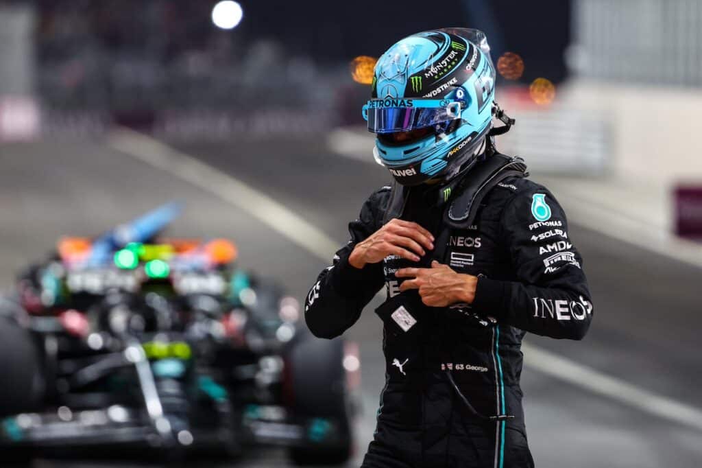 George Russell in Mercedes