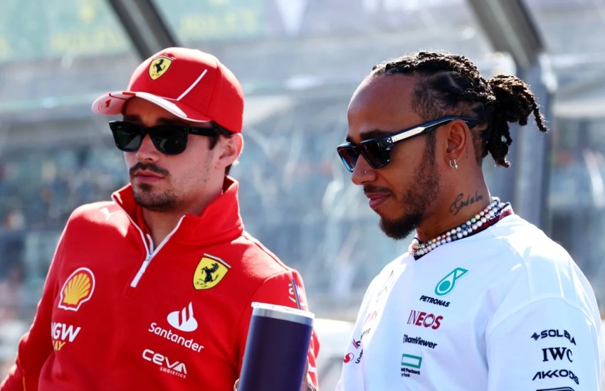 lewis Hamilton e Charles leclerc durante la parate del GP di Austtralia