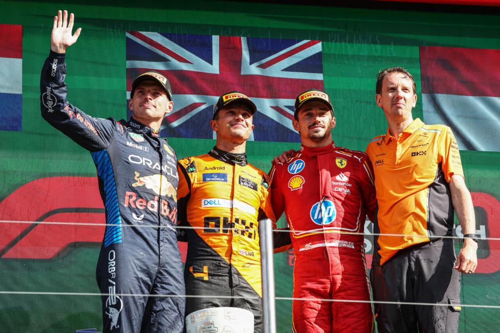 Podio GP Olanda 2024 Verstappen Norris Leclerc