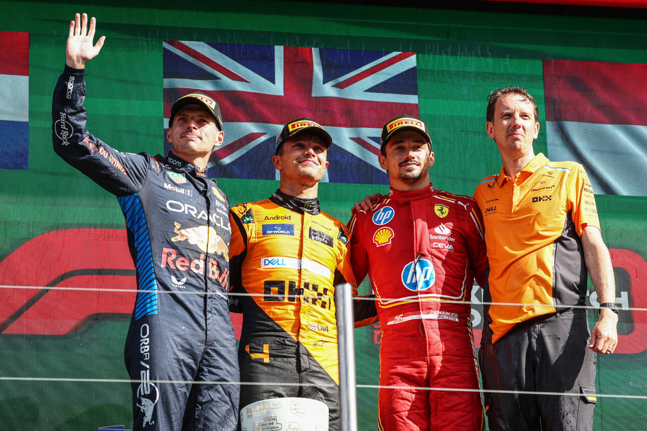 Podio GP Olanda 2024 Verstappen Norris Leclerc