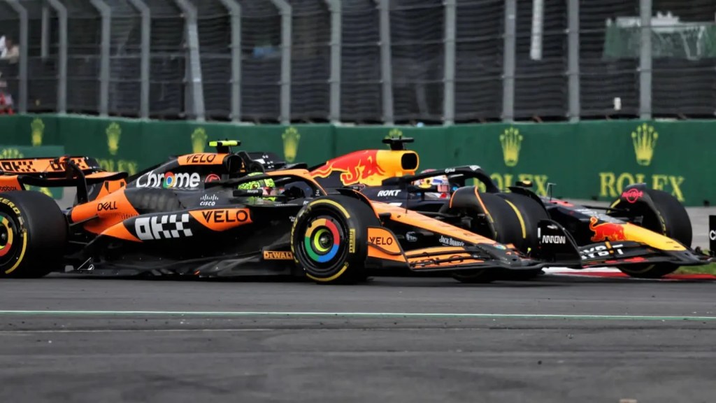 Norris e Verstappen durante il GranPremio del Messico 2024