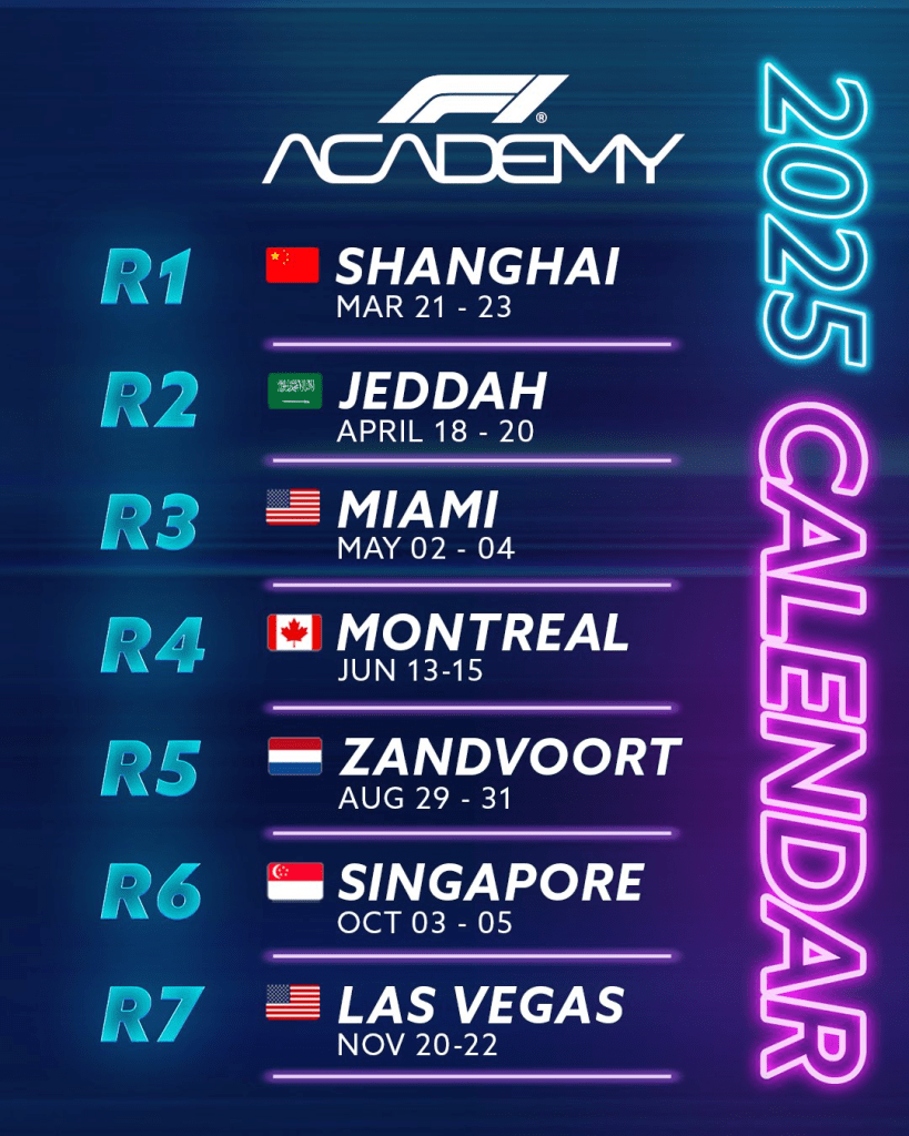 La F1 Academy, il campionato tutto al femminile di Formula 4, ha svelato il calendario 2025, che vedrà una netta riduzione delle gare europee a favore di un programma sempre più internazionale.