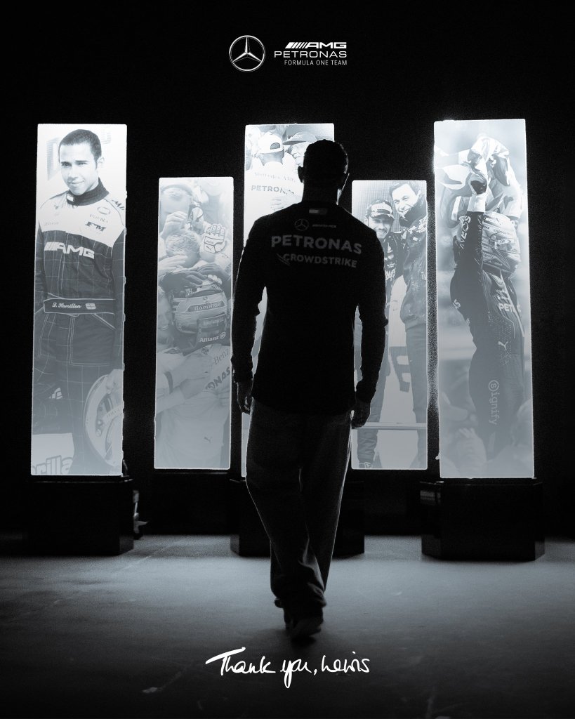 Il momento è giunto. Adesso è davvero l'ora dei saluti. Lewis Hamilton, con una lettera immaginaria, si inchina davanti alla sua Mercedes.