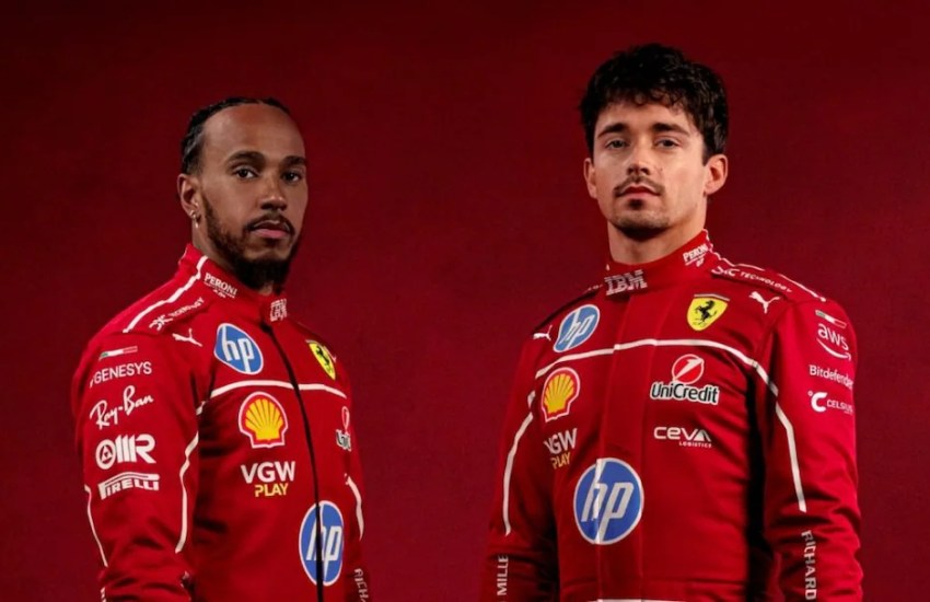 Hamilton e Leclerc con le nuove tute Ferrari