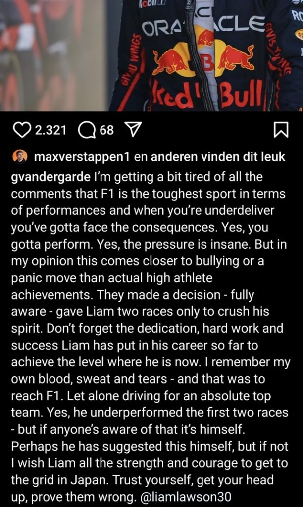 Max Verstappen ha voluto chiarire la sua posizione in merito al recente cambio di piloti operato da Red Bull in vista del Gran Premio del Giappone.