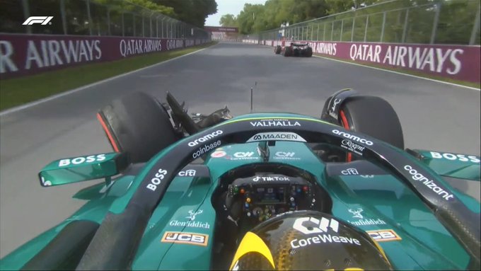 La macchina di Stroll dopo l'incidente in uscita da curva 6 durante le FP2 GP Canada