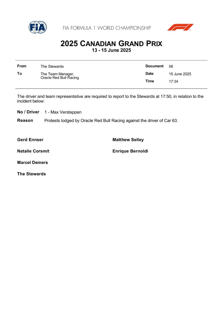 Red Bull ha sporto protesta nei confronti di George Russell. Il britannico si presenterà davanti agli steward alle 23:50.
