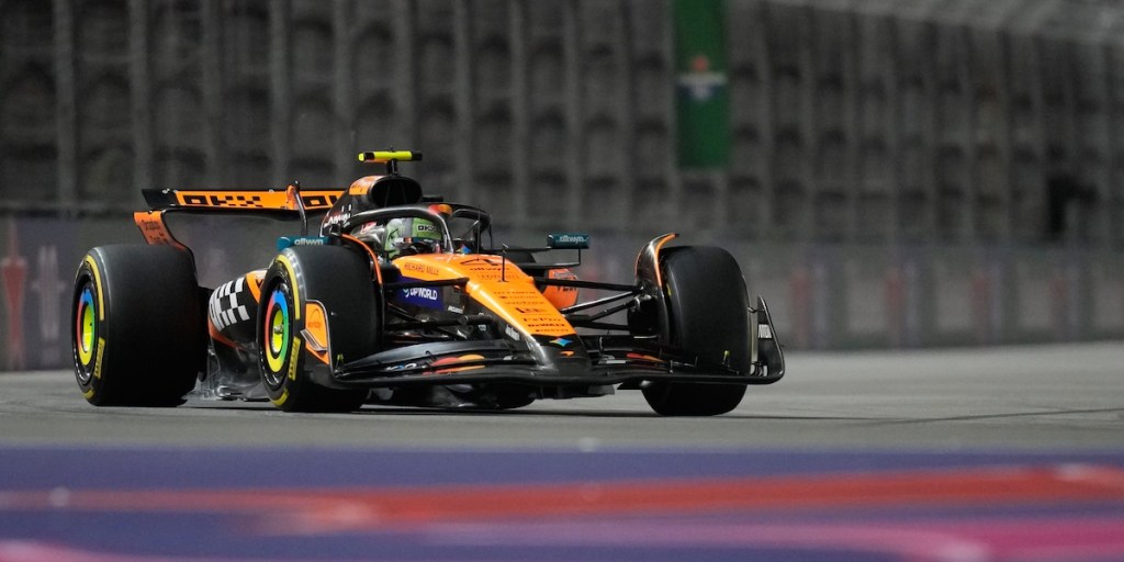 Lando Norris impegnato durante il GP di Las Vegas