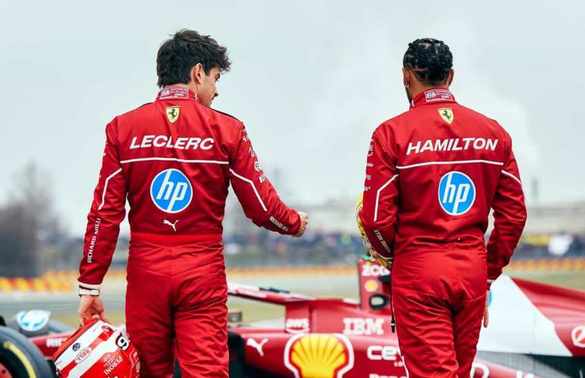 Da sinistra a destra Charles Leclerc e Lewis Hamilton Foto Scuderia Ferrari