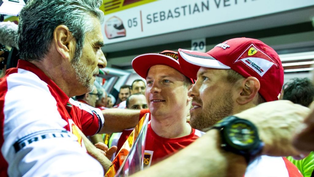maurizio arrivabene kimi raikkonen sebastian vettel f1