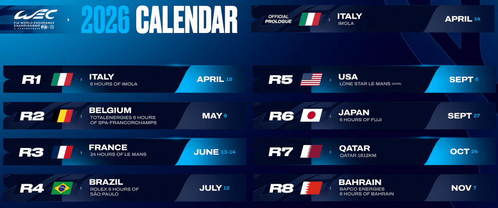 calendario wec 2026