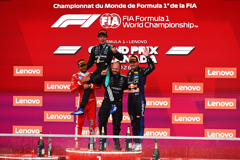 antonelli, hamilton e verstappen sul podio di montreal 2026